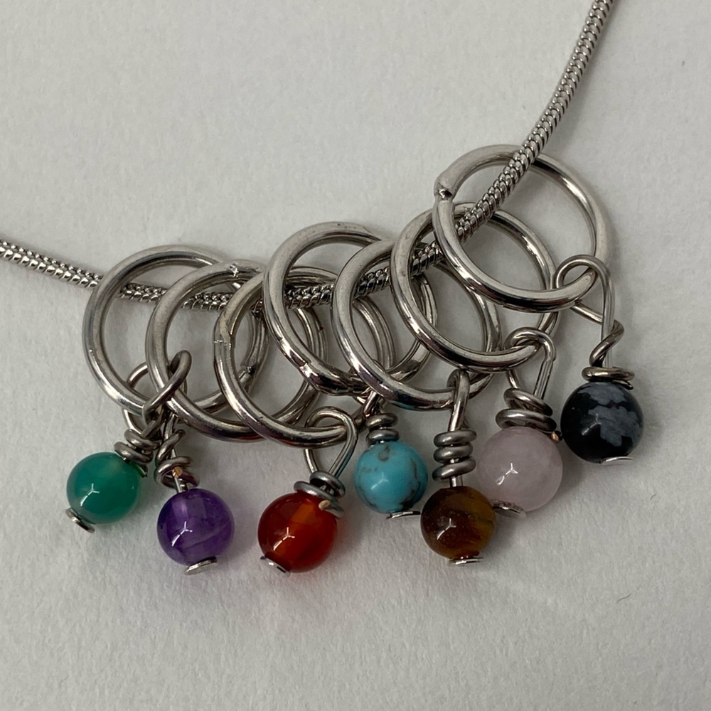 Graziano Silver Tone Colorful Gemstone Necklace 16”-19”‎ chain length